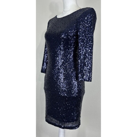 LuLu’s Delightful Ways Navy Blue Sequin Mini Dress Size Small (2/4) - Picture 10 of 14